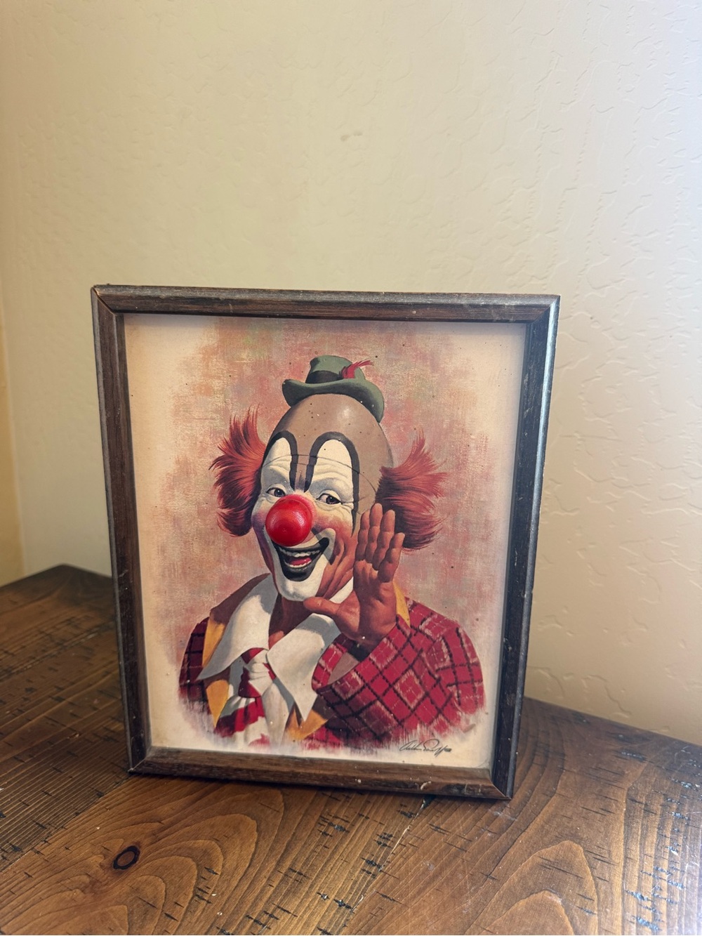 Vintage Clown Wall Hanging Music Box Framed Clown Print Musical Box Retro 1970s